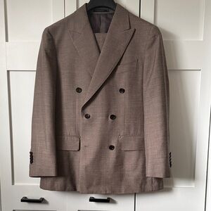 Women’s Double-Breasted Wool/Silk Taupe suit